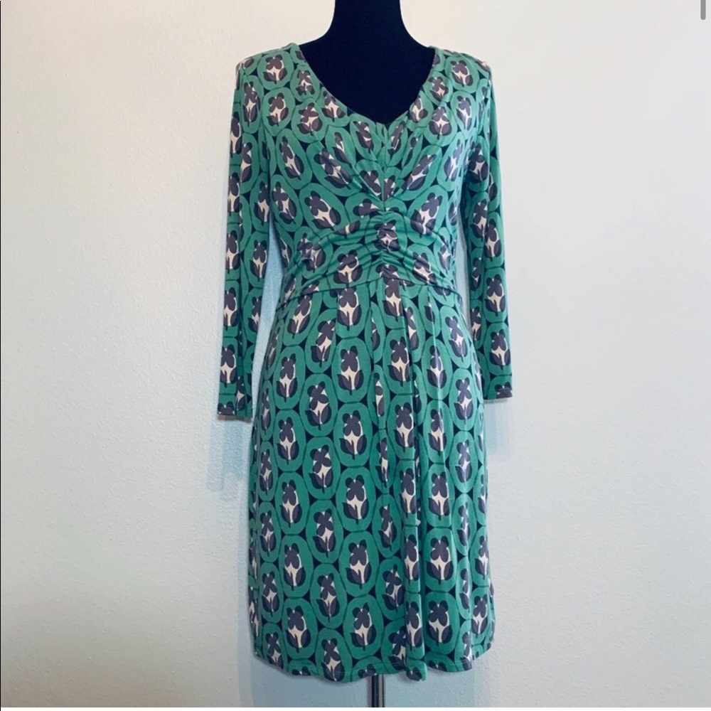 Boden green & purple floral spring dress - size 8R